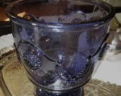 Vintage Purple Pedestal Bowl/Dish/Planter with Scallops and Medallions