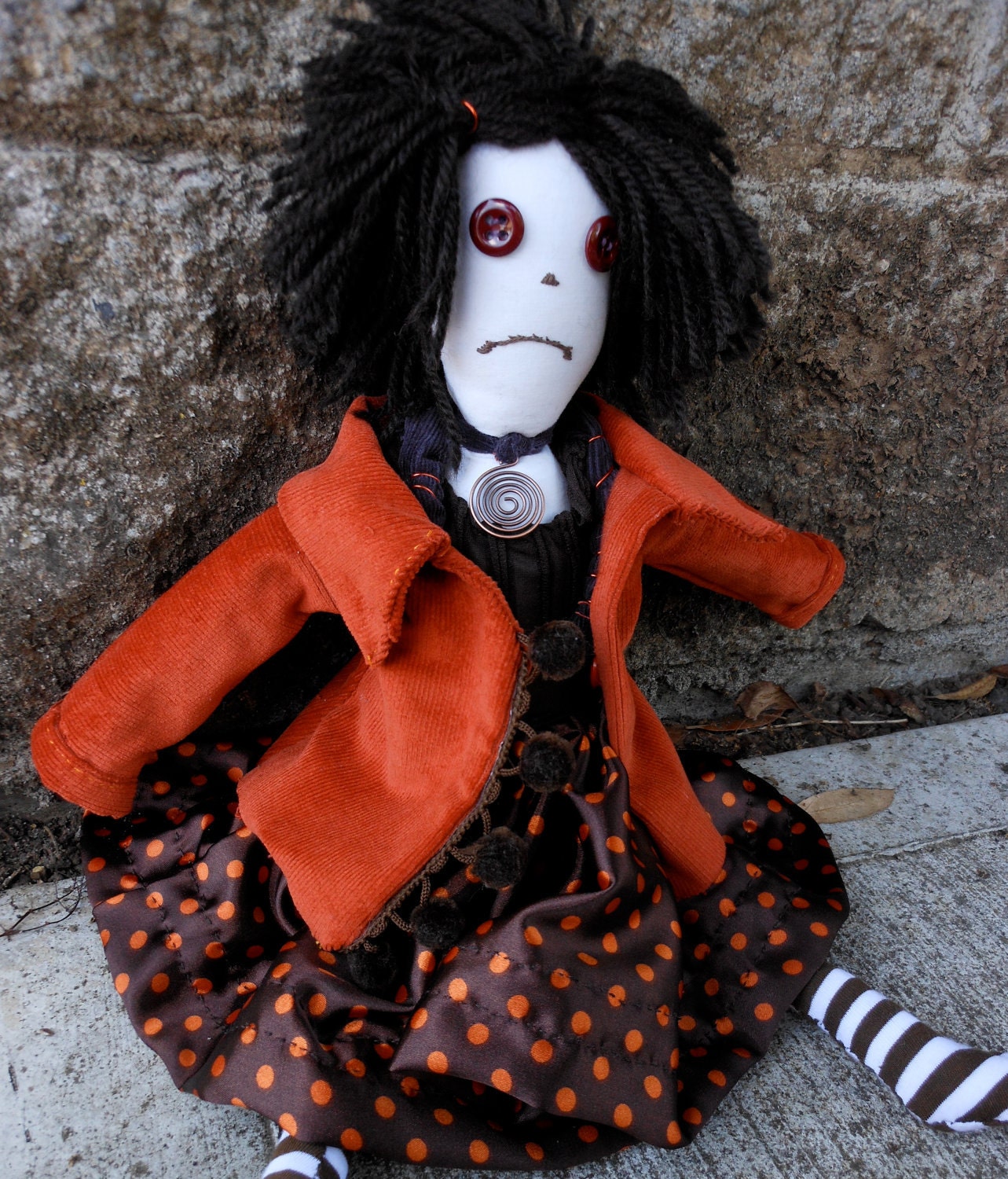 Cloth Rag Doll OOAK:  Weird Copper Girl