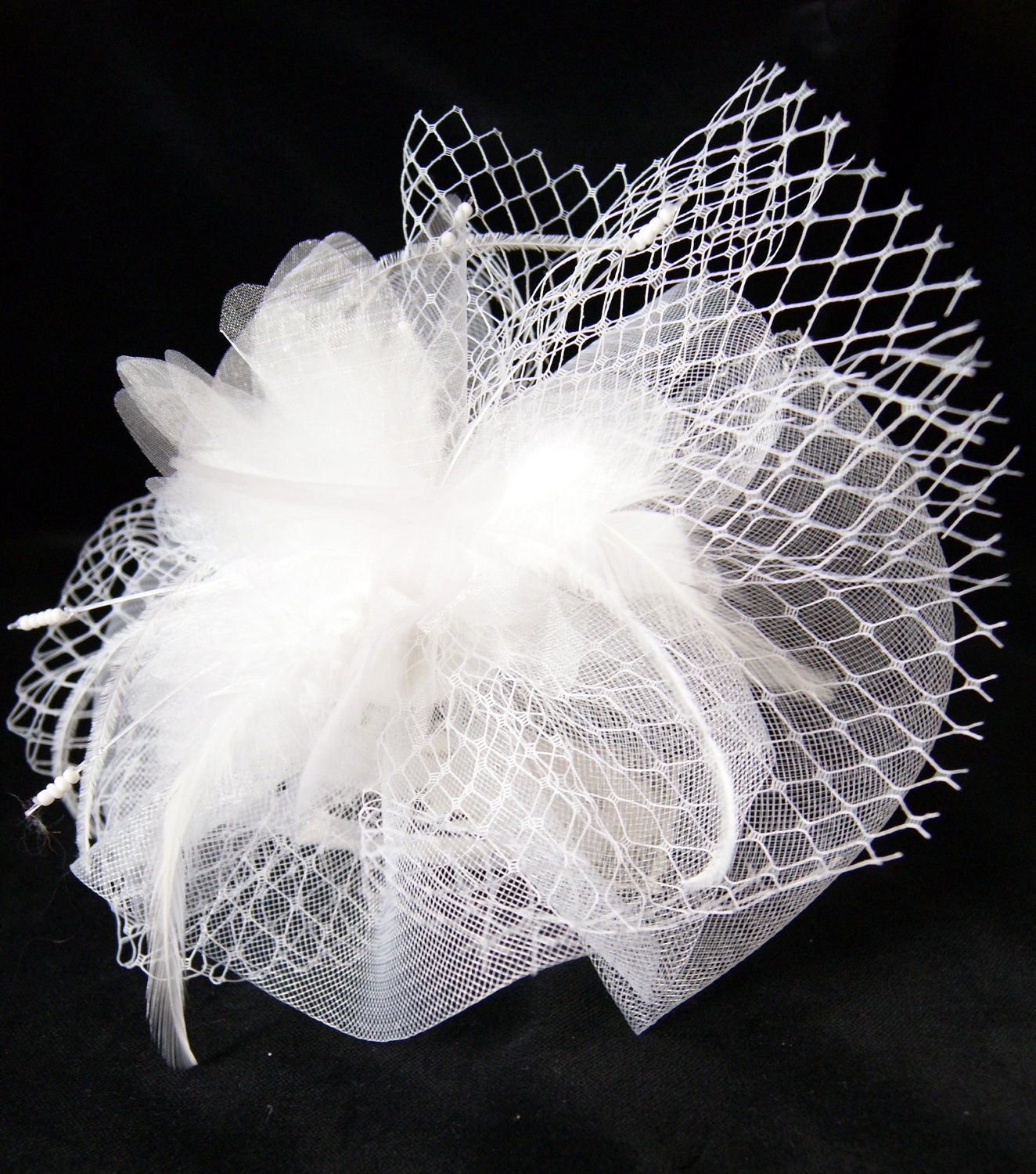 Handmade victorian style white bridal headband