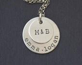 Family Blessings - Small Stacked Sterling Silver Hand Stamped Necklace