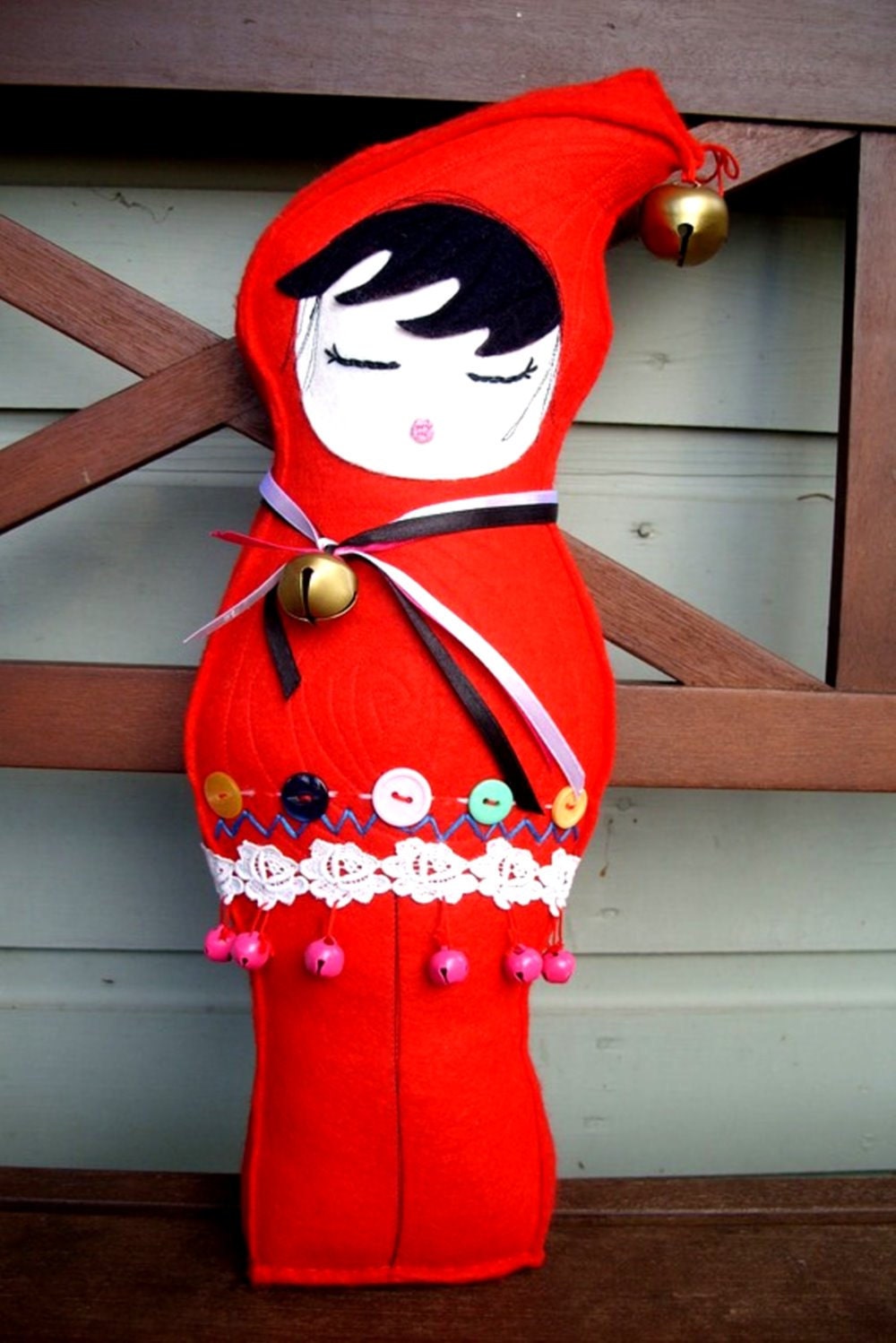 Elf  Art doll........ Elf Doll Plush In Red. Decorative.