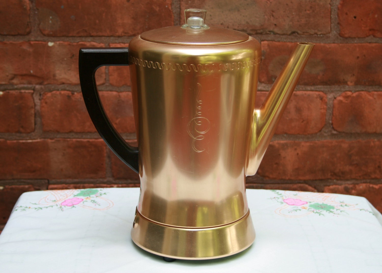 Vintage Gold Anodized Aluminum Coffee Pot