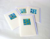Card fabric collage squares handdyed cotton quilted