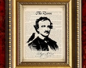 EDGAR ALLAN POE Vintage Art Print 8x10 on Antique 1883 Book Page or 1897 Dictionary Page