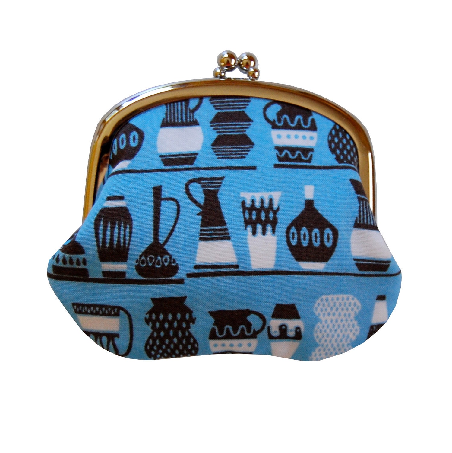 Coin purse with vases on aqua