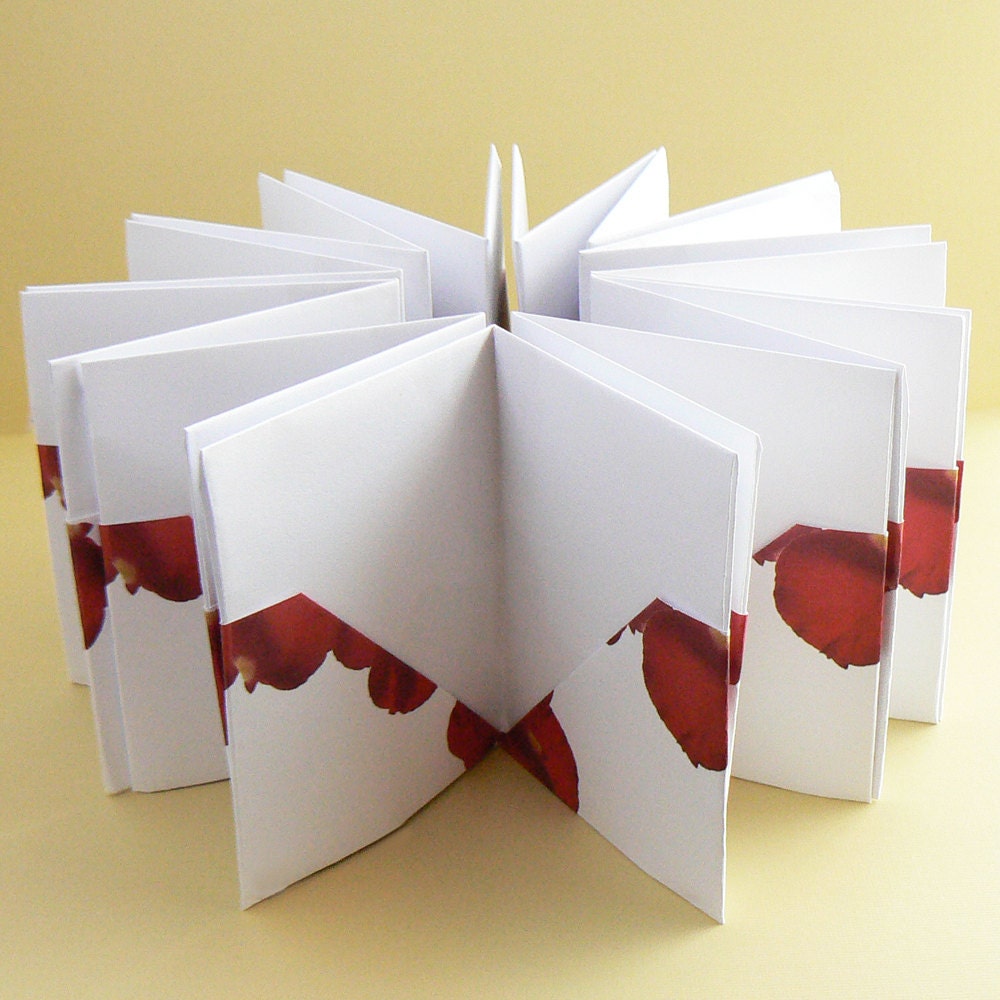 Origami Mini Folders, Four Pockets, Red Rose Petal on White