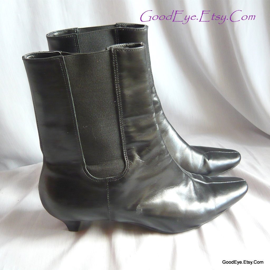 Witchy Leather Ankle Boots 6 .5 B Eur 37 UK 4  Beatles Black Pixie