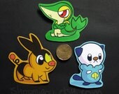 20% OFF - Set of 3 Magnets: Pokemon Starter Pack (Black/White) Tepig, Snivy and Oshawott