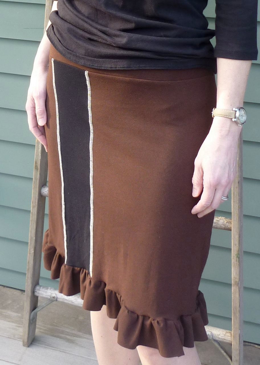 skirt ruffled women's jersey knit (soy/organic cotton/spandex) size S/M