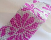 Closing Down Sale - Now only 25 Bucks - Ophelia - Wide Peyote Beaded Cuff Bracelet FREE SHIPPING