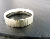 Comfort Fit Wood Grain Wedding Ring Sterling Silver