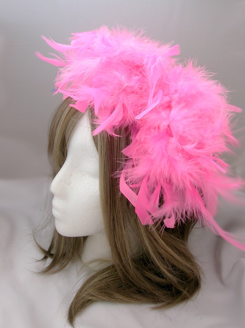 Wholesale - Hot pink chandelle feather fascinator headband (6 Pieces)
