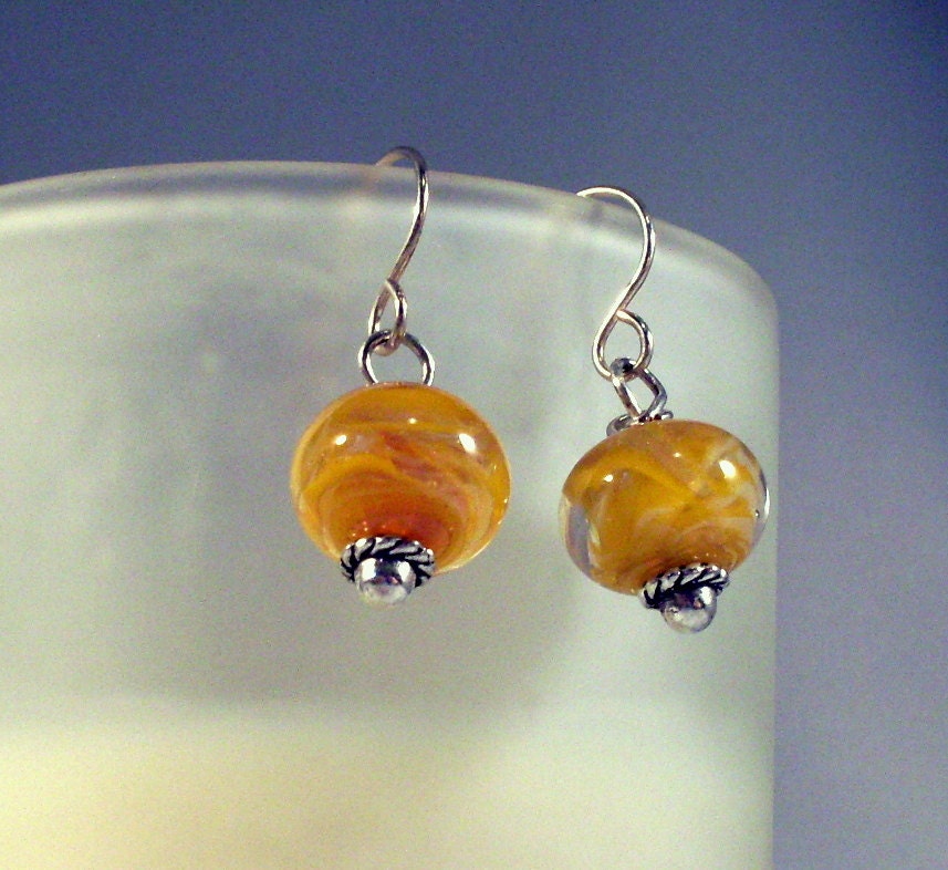 Sunshine - Glass and Sterling Silver Earrings