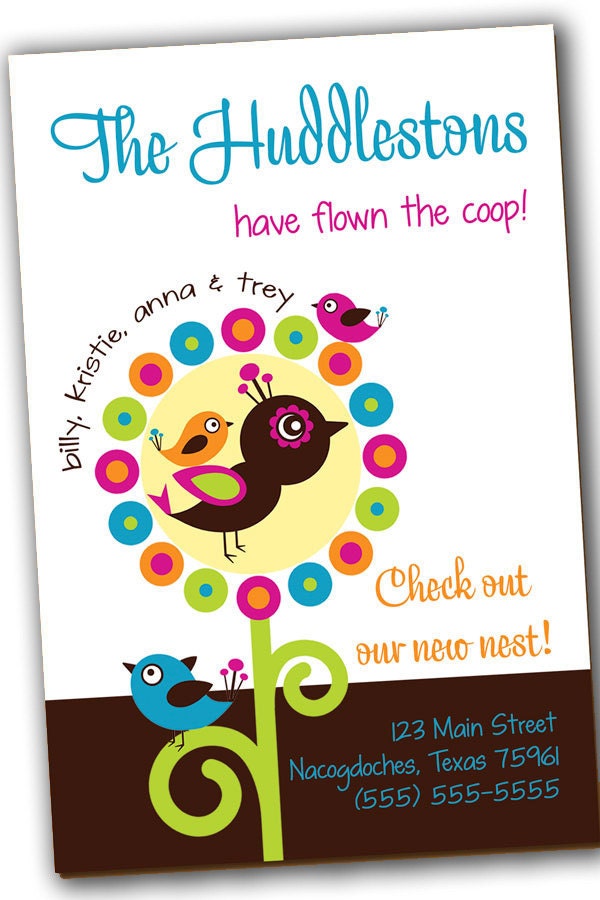 Printable Digital "Flown the Coop" Bird Moving Announcement