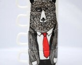 Hand painted set of 4 espresso cups - Mr Bear