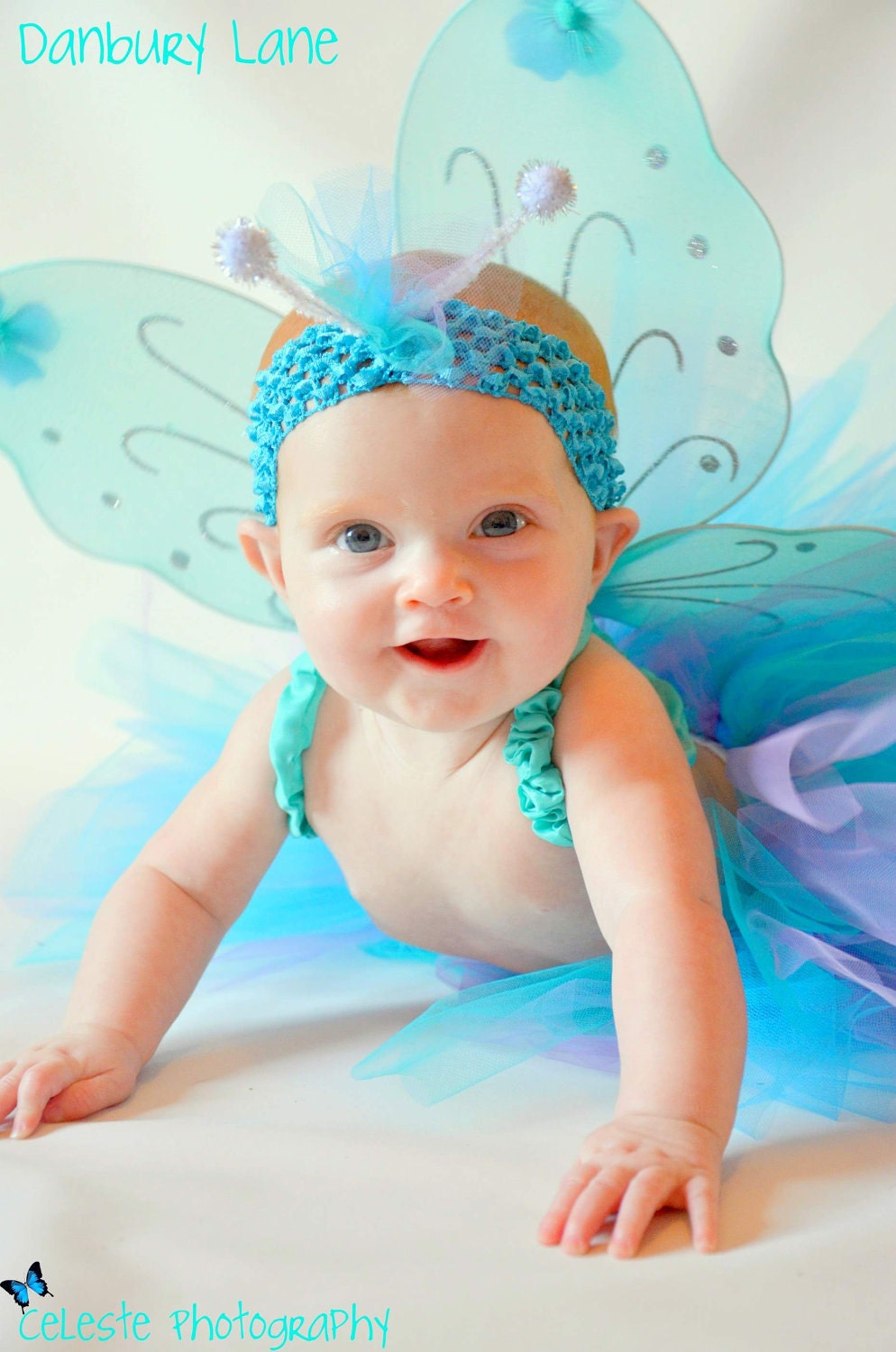 Purple and turquoise Baby Tutu set, JADE BUTTERFLY for Halloween portraits or baby's birthday, choose any size up to 24months