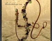 Free Form Hammered Copper Bracelet with Crystals "Nessie"