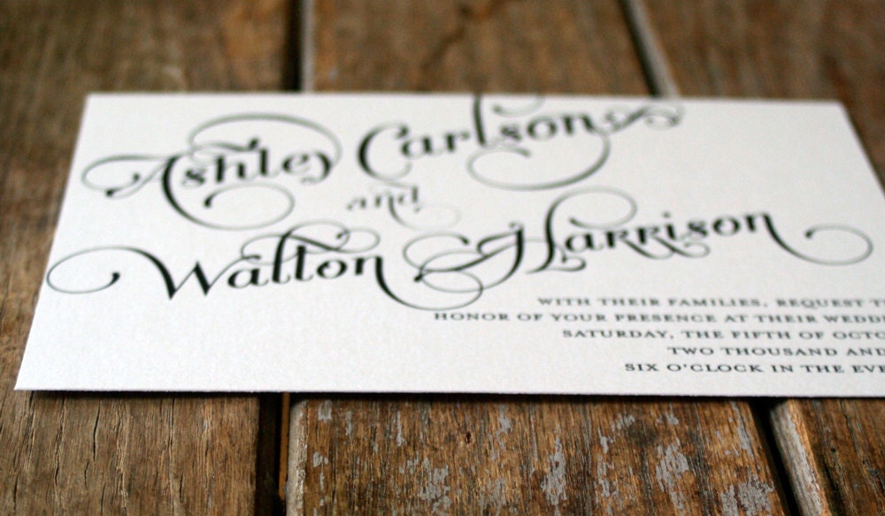 Vintage Wedding Invitation Elegant and Modern Calligraphy Script -Shabby Chic