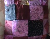 Berry Flavored Patchwork Sari Pillow Cover  16 by 16