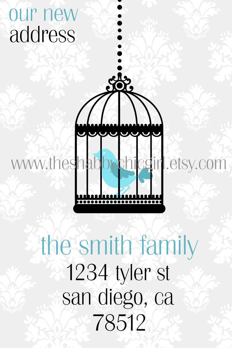 Birdcage Moving Announcement - Custom Designed (Printable)