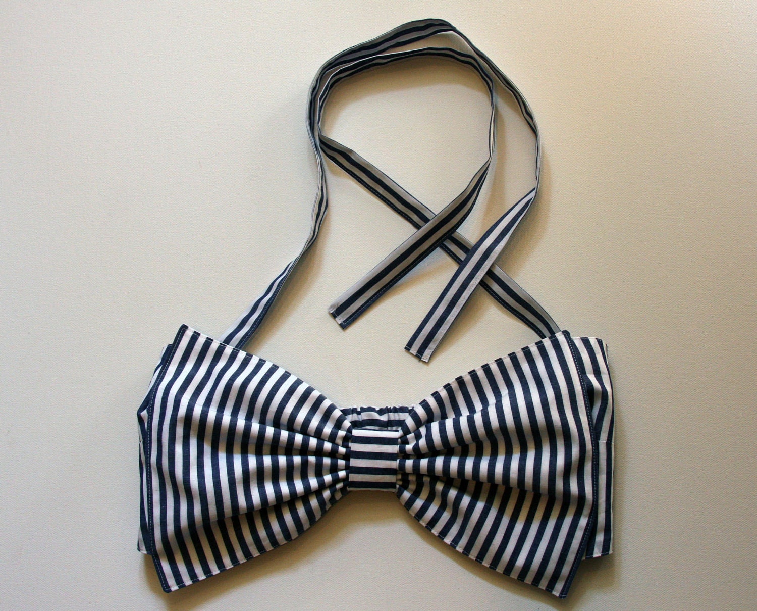 Navy Striped Bow Bandeau