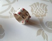 Sterling silver  ring-Holes meet red string -Handmade