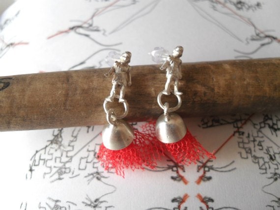 Sterling silver  earrings-Tulle girls