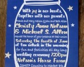 Modern Vintage Wedding Invitation: Charming Canning Jar with Stars- Save the Date or Wedding Invitation