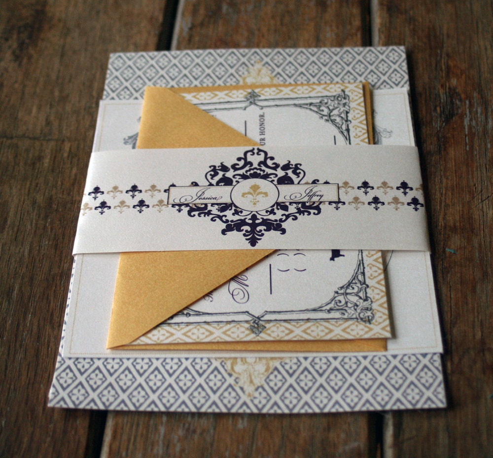 Vintage Wedding Invitation: French Baroque Custom Wedding Invitation