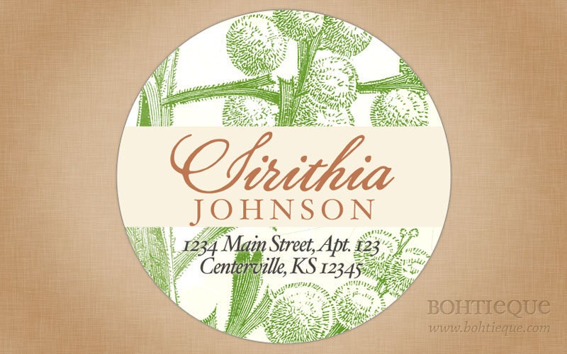 Flora Green Address Label, Tag
