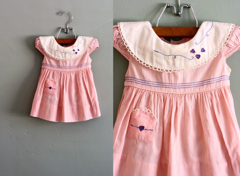 50s 3/6 mos Little Pink Tea Time DRESS
