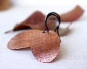 Fall Embossed Copper Oval earrings handmade Under 50 Mixed Metal