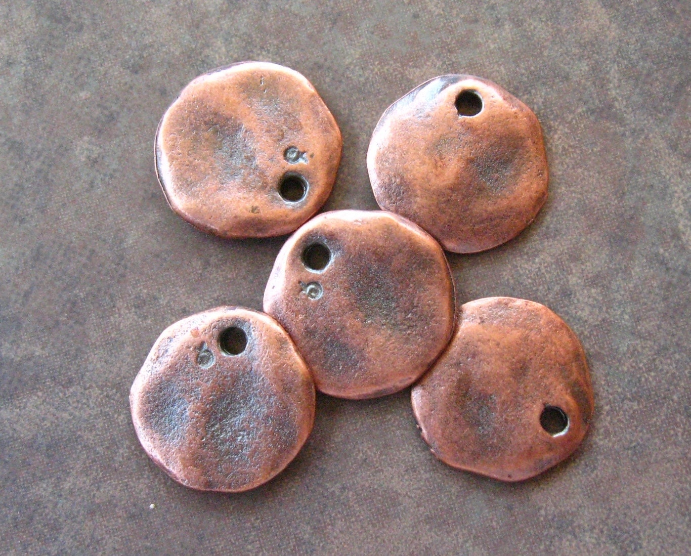 4 Mykonos Greek Casting Beeads - BRONZE18mm Casting Cornflake Dangles