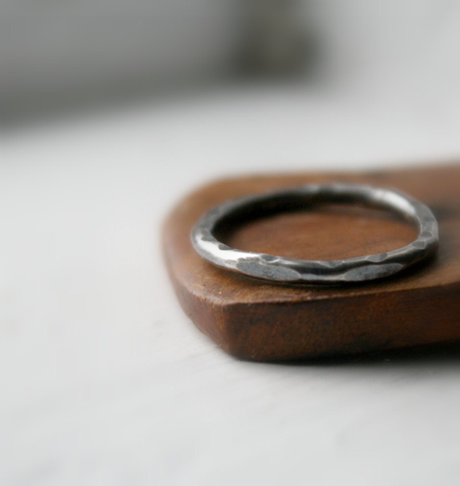 Unisex Distressed Sterling Silver Ring, Sterling Silver Band
