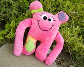 NEW Hot PInk Princess Cookie Nummie Plush Monster in Diamond Patterned Minky Soft Fur