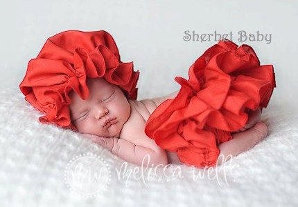 Bo Peep Prairie Bonnet and Sassy Pants Ruffle Diaper Cover Set Original Design Any Color Print or Fabric
