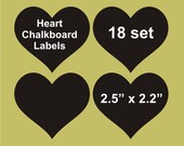 Heart chalkboard labels 18 set, 2.5" x 2.2, blackboard labels, personalized labels