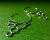 Hoop Earrings Recycled Sterling Silver Cascading Bubbles Hoop Earrings
