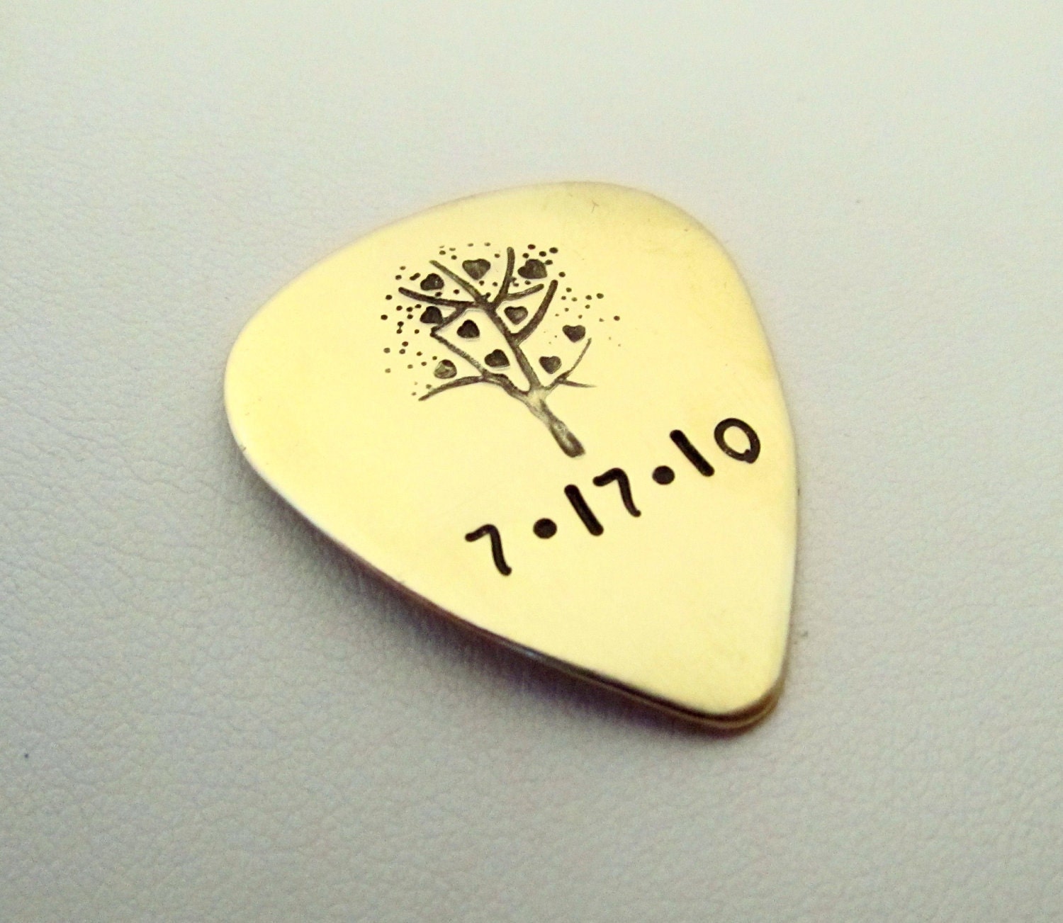 Personalized Hand Stamped Brass Guitar Pick