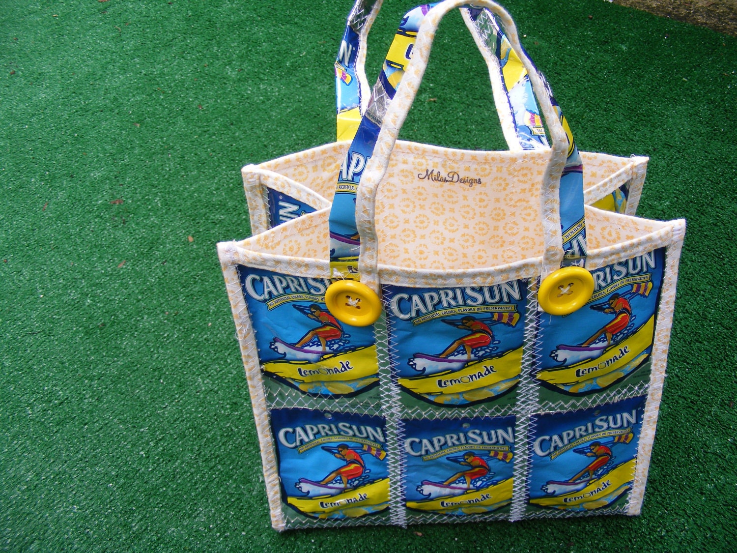 Upcycled CapriSun Pouches Tote Bag (Lemonade) Yellow