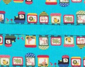 Animal Train (Blue) - Japanese Fabric FQ