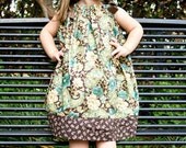 Brown and Teal Paisley Boutique Pillowcase Dress