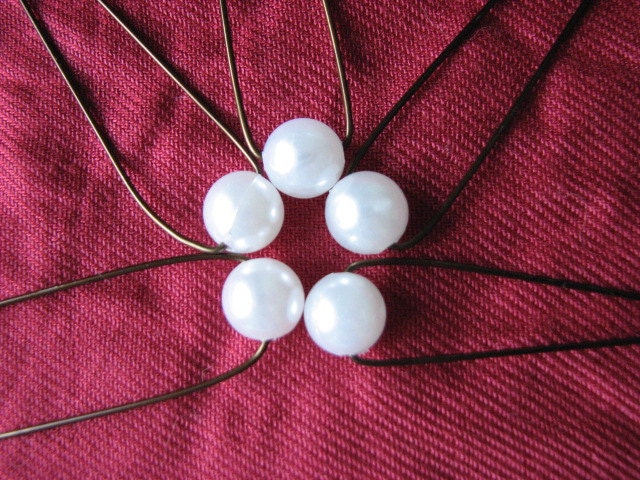White beaded hairpins