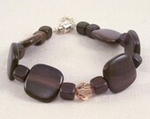 Ebony Bracelet Wood Brown Crystal