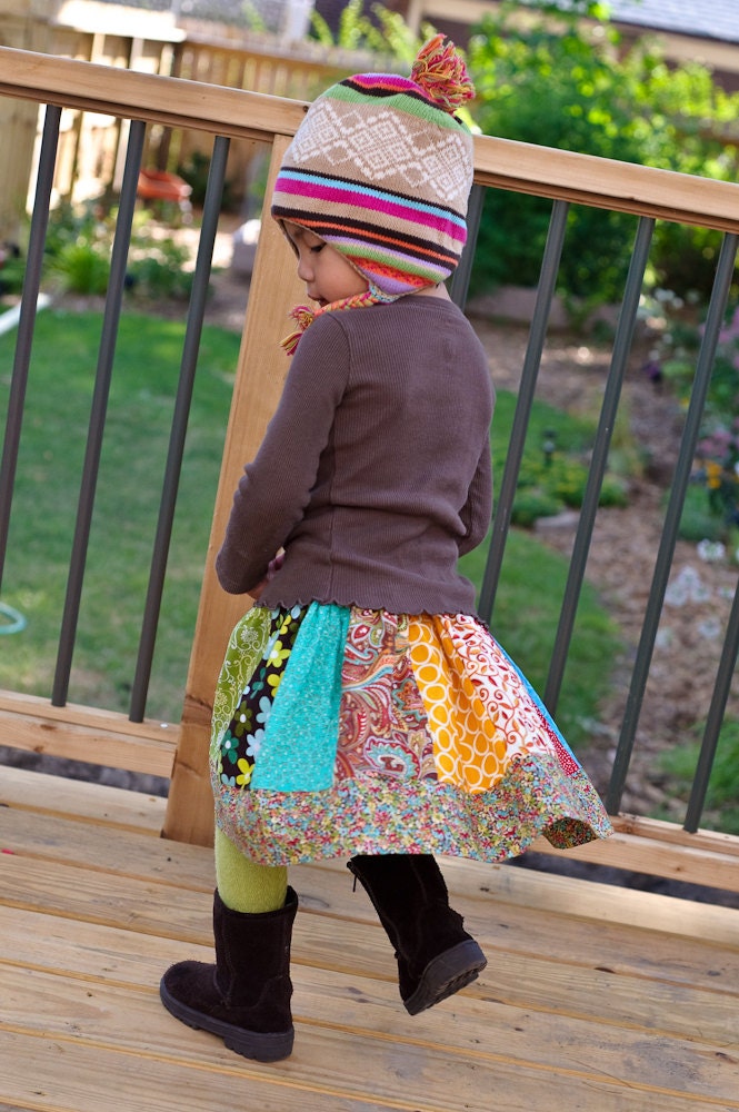 New fall collection - twirl panel patchwork skirt 2T - 5T