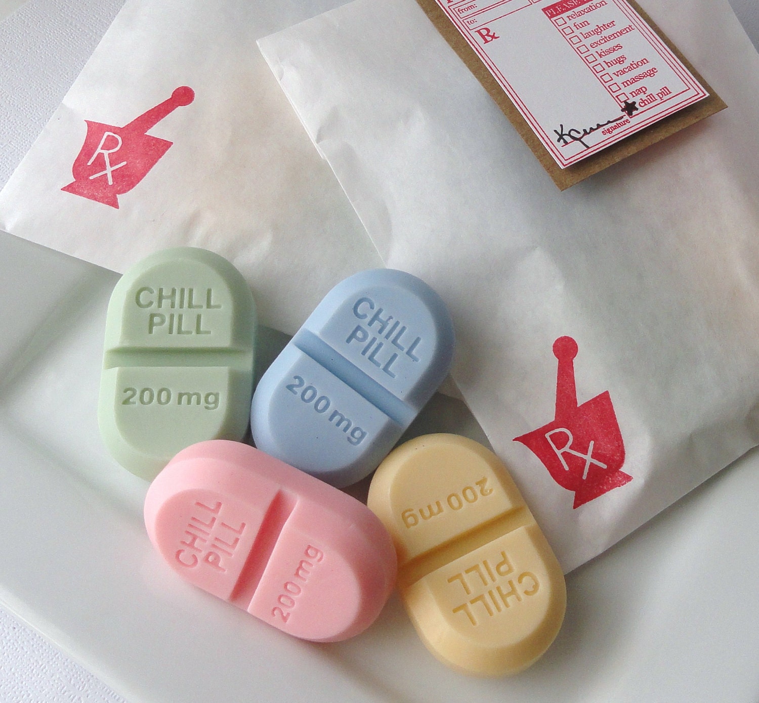 Soap-TAke a Chill Pill-RX Pill Soap Gift Set-Goat's Milk Soap-Blood Orange Scented