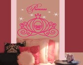Cinderella Princess Carriage and sparkles Vinyl Wall word Lettering Decal children