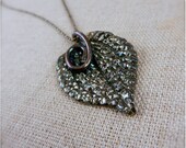 Leaf Necklace Silver Handmade with Rainbow Patina