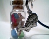 Genuine Beach sea glass gemstone jewelry vials handmade necklace