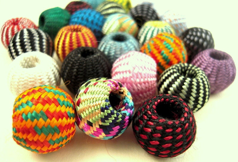 30 Wooden Tapestry Beads, Herringbone Pattern, 16mm